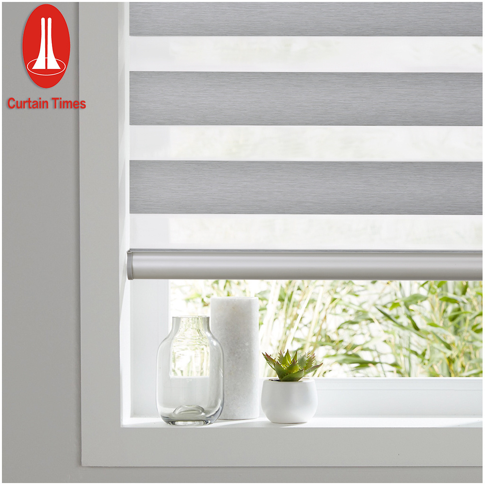 New Fashion Customized Cordless Motorized Latest Solar Screen Double Layer Zebra Roller Blind Window