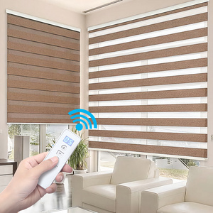 Wifi Remote Control Motorized Double Layer Office Roller Shades Electric Automatic Motors Blackout Window Zebra Blinds