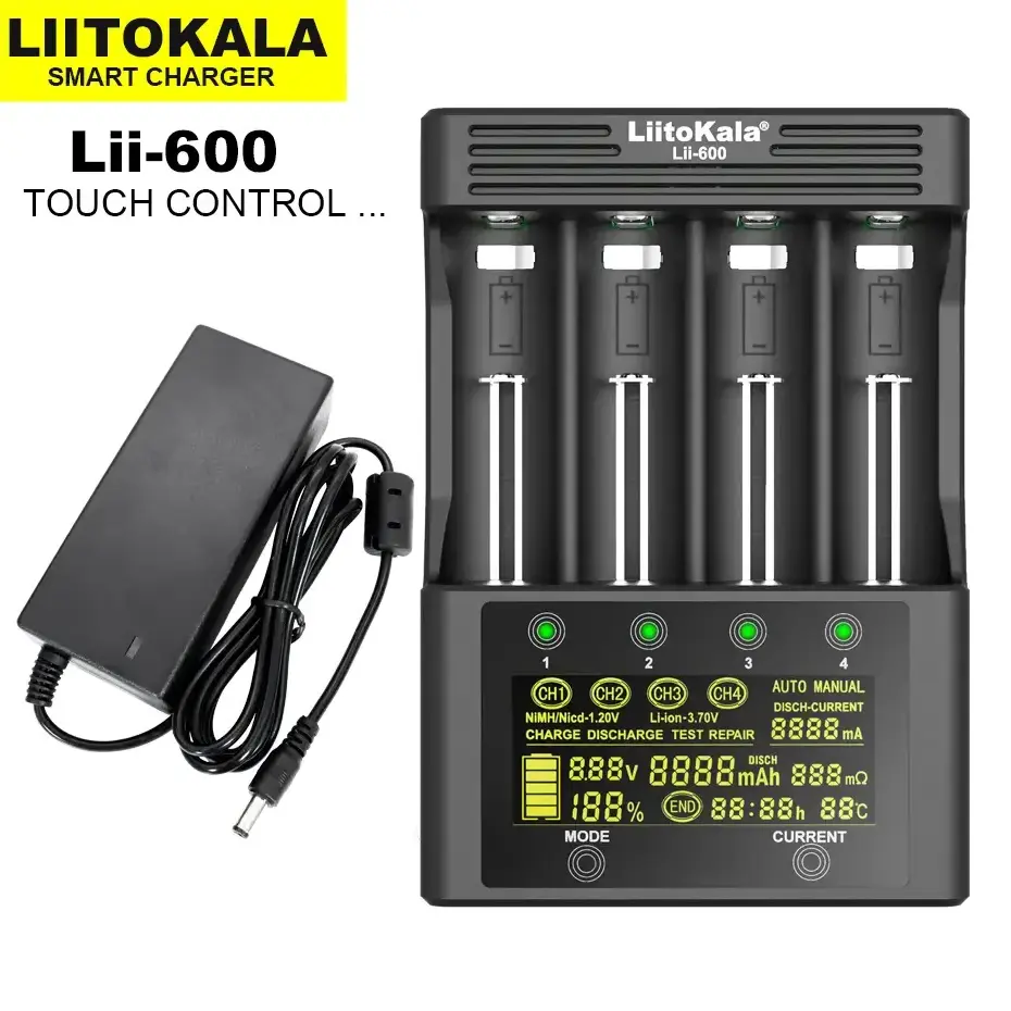 LiitoKala Lii-600 Battery Charger AC DC LED Lii 600 For 18650 21700 26650 Li-ion 3.7v NIMH AA 1.2v LiFePO4 Batterie