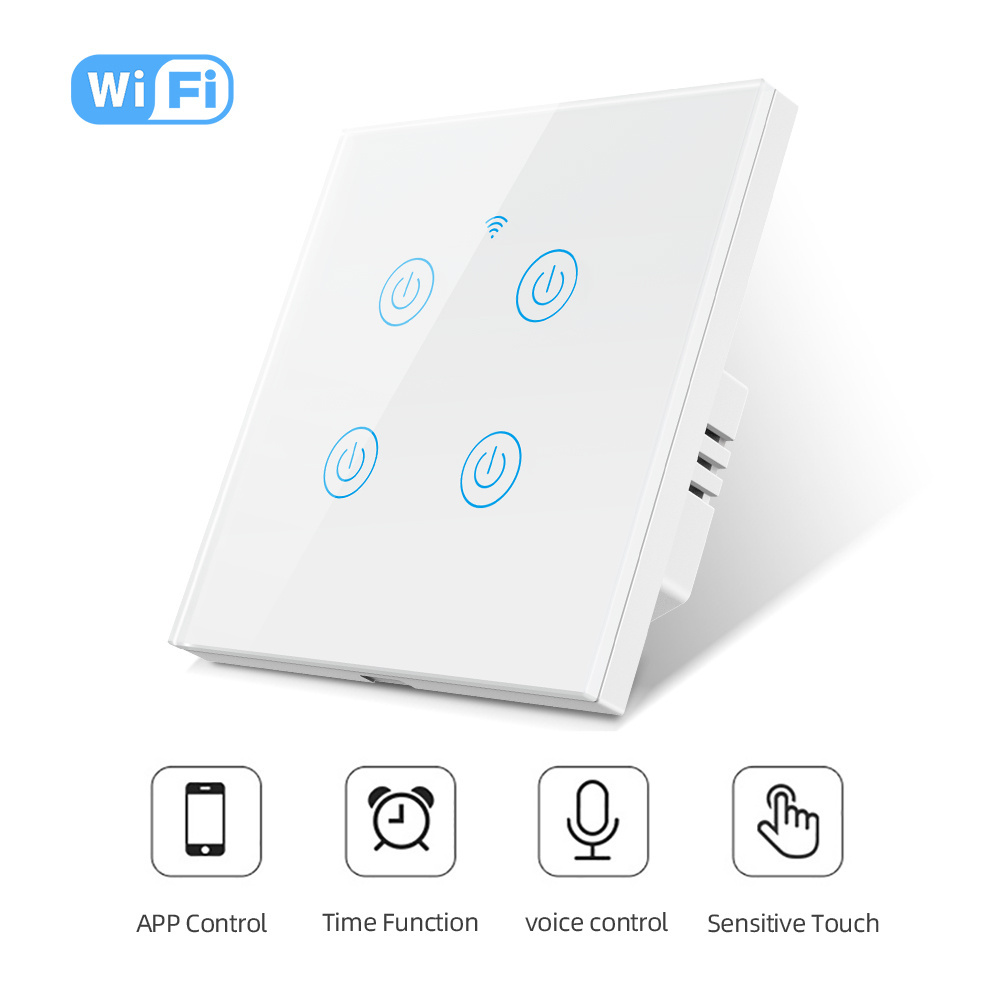 Eu/UK Standard Wifi Tuya zigbee homekit Smart Switch wireless APP Touch Glass panel Wall Smart Switch 1/2/3/4 Gang smart switch