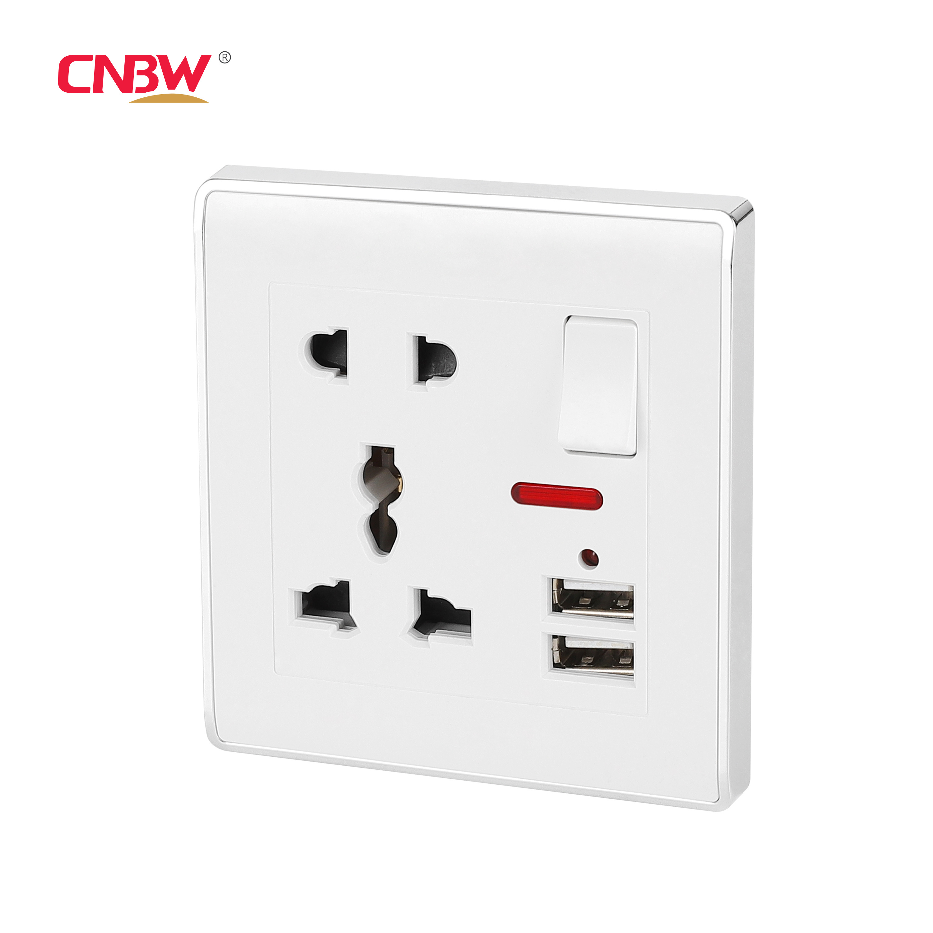 Best-Selling British Standard UK Home Light Electrical Wall Switches And Sockets 5 Pin Socket Switches With 2 Usb