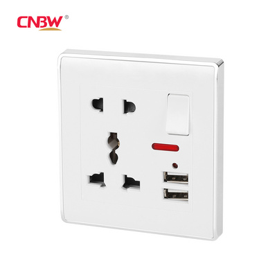 Best-Selling British Standard UK Home Light Electrical Wall Switches And Sockets 5 Pin Socket Switches With 2 Usb