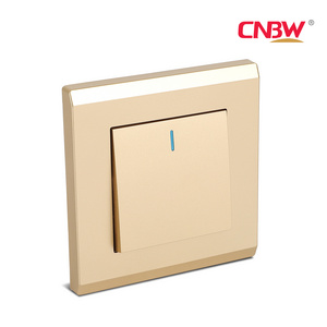 Wenzhou factory 86type ODM/OEM PC Gold Touch Light Switch PC Panel 16A 220v-250v Electrical 1 Gang wall Switch with Good Copper