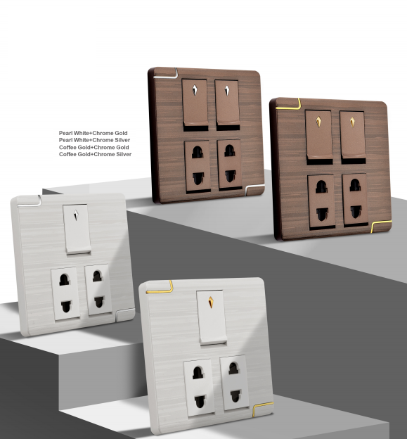 Gang switch 13/16A High quality light switch 86Type PC embossing panel Bangladesh wall switch socket with Phosphorous copper