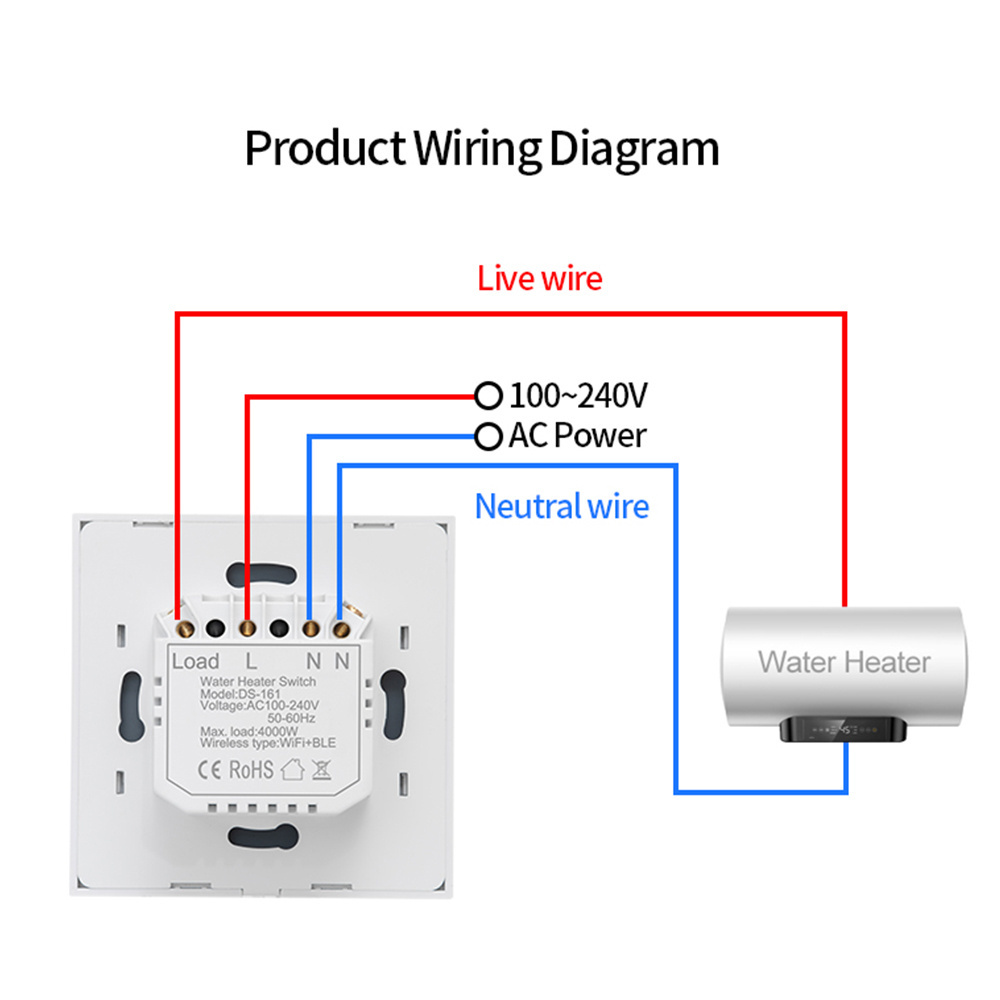 Eu/UK Standard 20A WIFI touch switch high-power water heater APP Glass panel Wall Smart Touch Switch