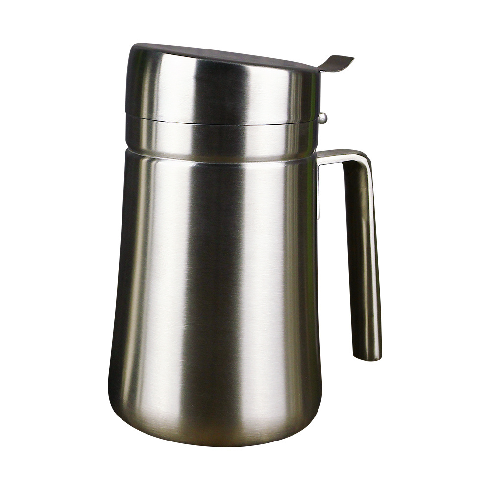 Kitchen Custom Color Metal Silver Oil Storage Keeper Container 500ML with Lid and Handle Stainless Steel Oil Pot