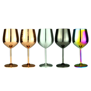 Vintage Design Unbreakable Fashioned Plated Metal Restaurant Cafe Bar Wineglass Cup High Luxury Stainless Steel 304 Wine Goblet