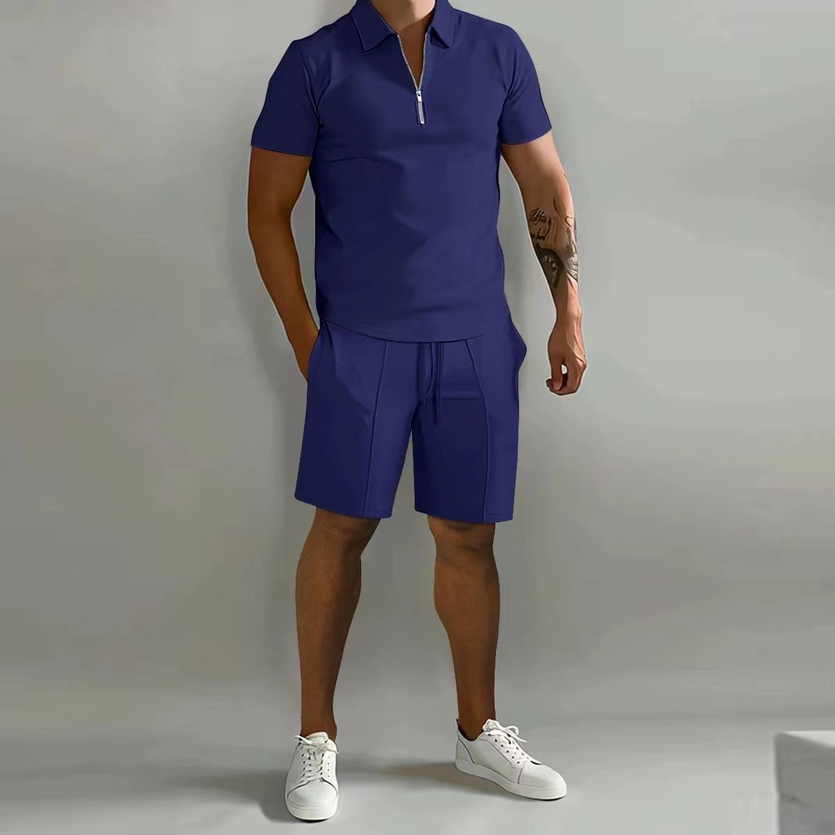 2023 New Wholesale Custom Plain Casual Wear Sports Mens Sets 2 Piece Shirt Shorts Tracksuits for men