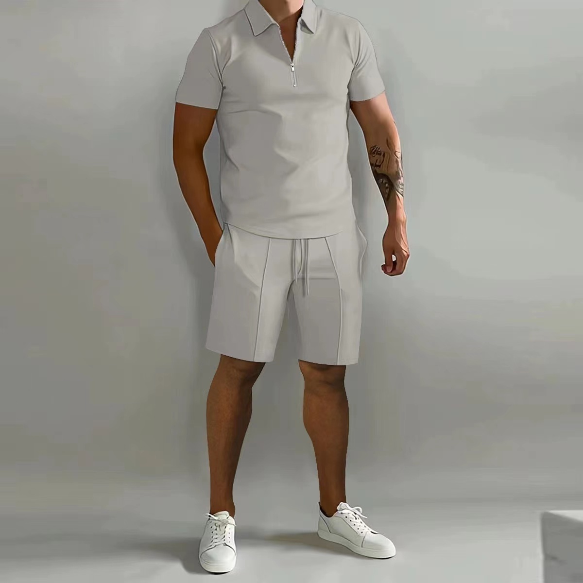 2023 New Wholesale Custom Plain Casual Wear Sports Mens Sets 2 Piece Shirt Shorts Tracksuits for men