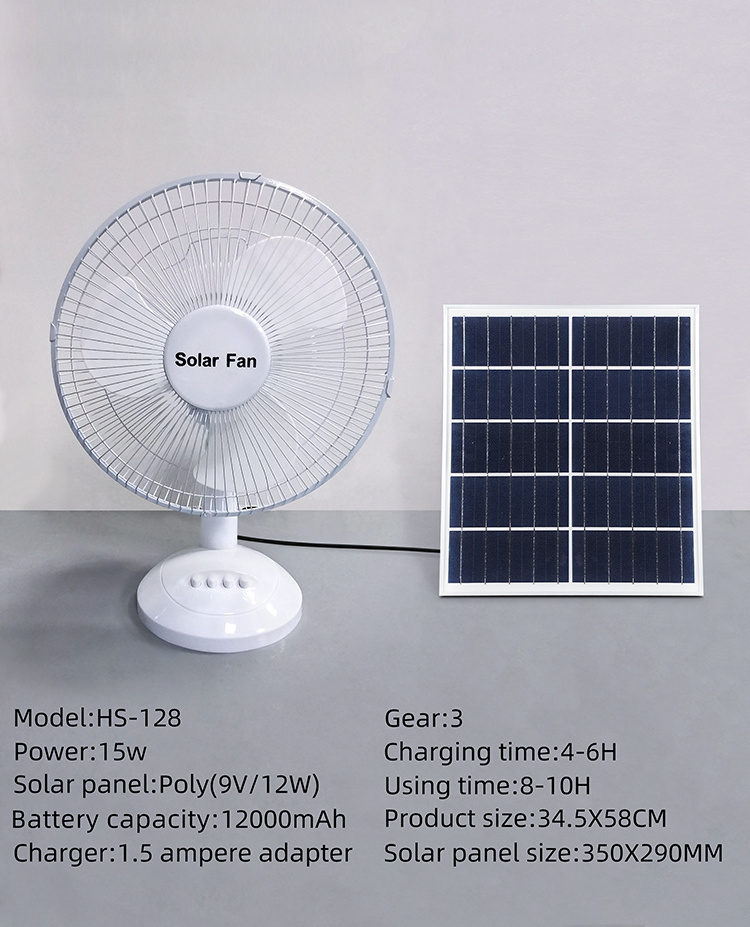 Cooling rechargeable solar fan solar stand fan solar table fan with bulb smart control for home use with solar panel