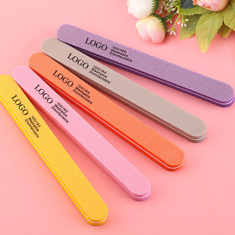 Private Label Cheap Sponge 80/100/180 EVA Washable Manicure Nail File Tool Drill Half Moon Square Nail Buffer Block