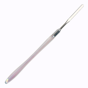 BQAN White colorful Plastic Metal Handle  Nail Art Spatule Brush Glue mixing stick poly gel brush for Poly Gel