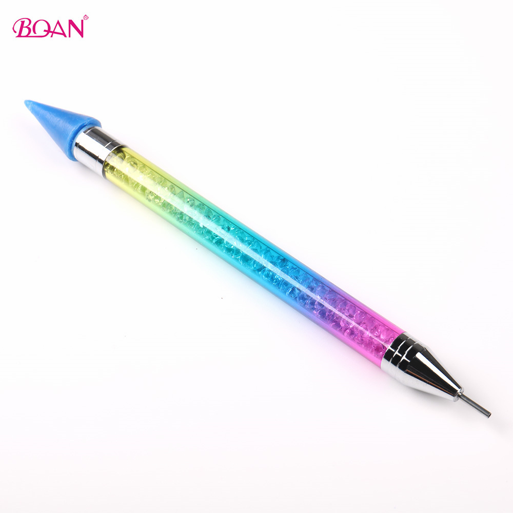 BQAN Holographic Dual-end Rhinestones Metal Handle Nail Art Dotting Tool Nail Diamond Picking Pencil Crystal Wax Picker Pen