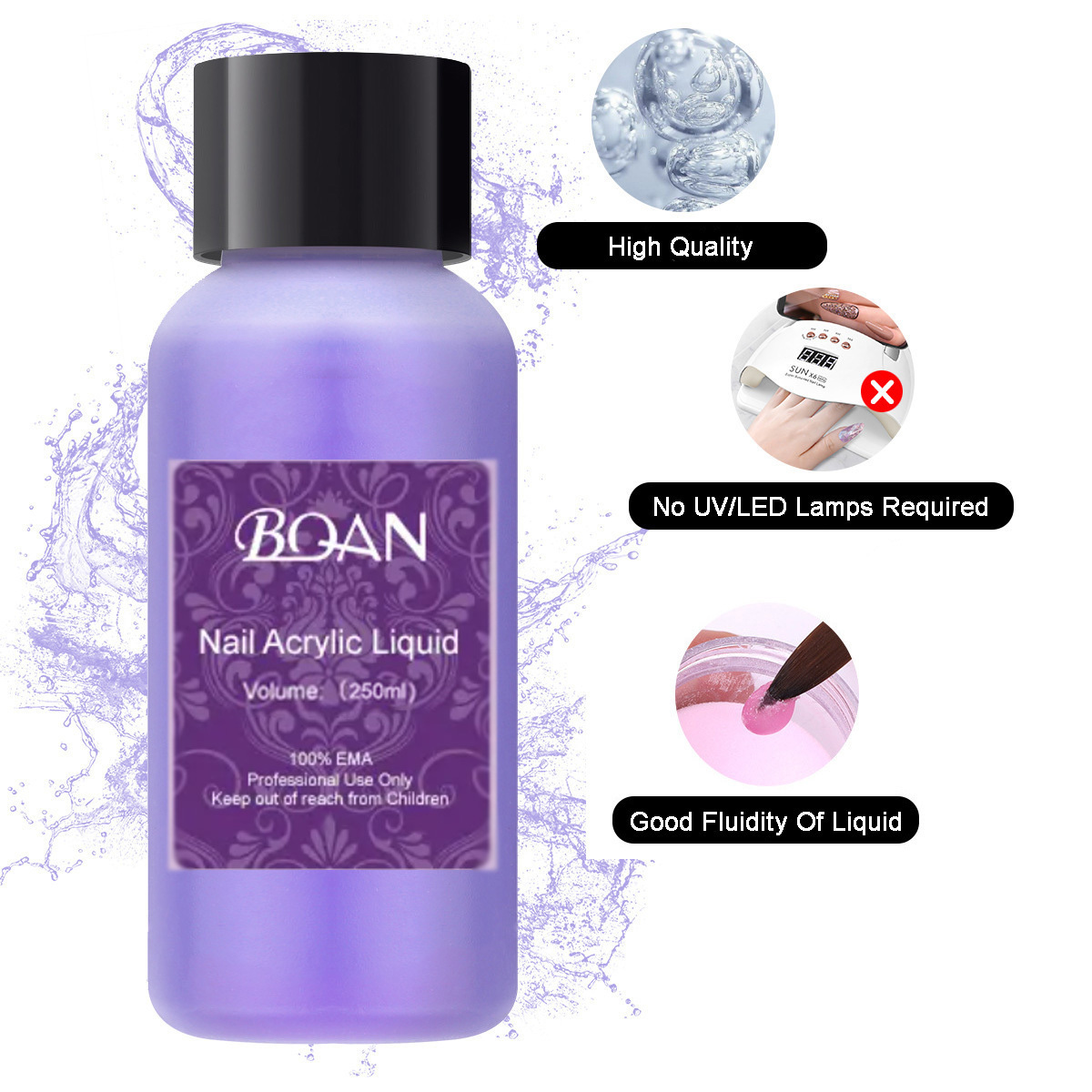 BQAN Hot Sale 250ml EMA MMA Monomer Liquid Acrylic Resin Price Liquid Acrylic Letter Machine Uv Curing Acrylic Liquid For Nails