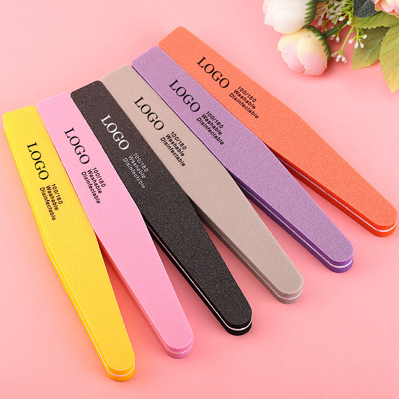 Private Label Cheap Sponge 80/100/180 EVA Washable Manicure Nail File Tool Drill Half Moon Square Nail Buffer Block