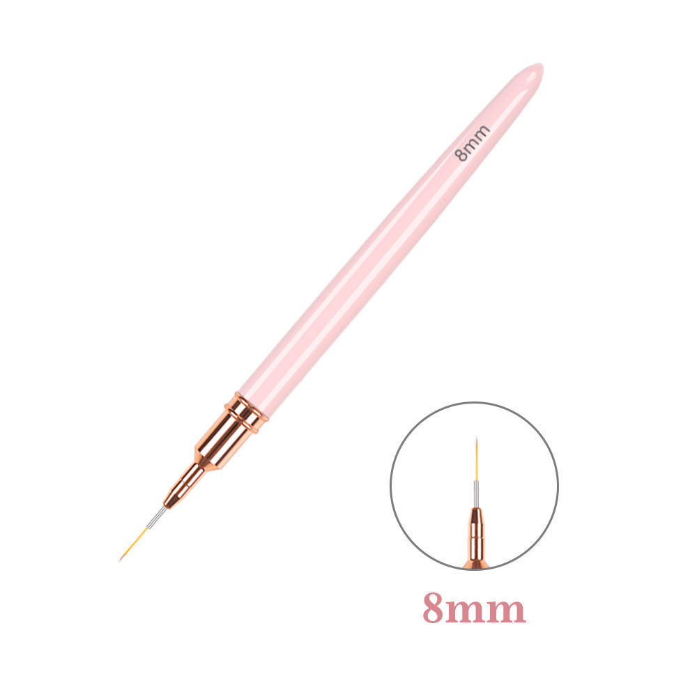 New Private Label OEM Custom Logo  #2~#24 Pink handle Liner Gel 100% Pure Kolinsky Hair Acrylic Nail Brush Set Wholesale