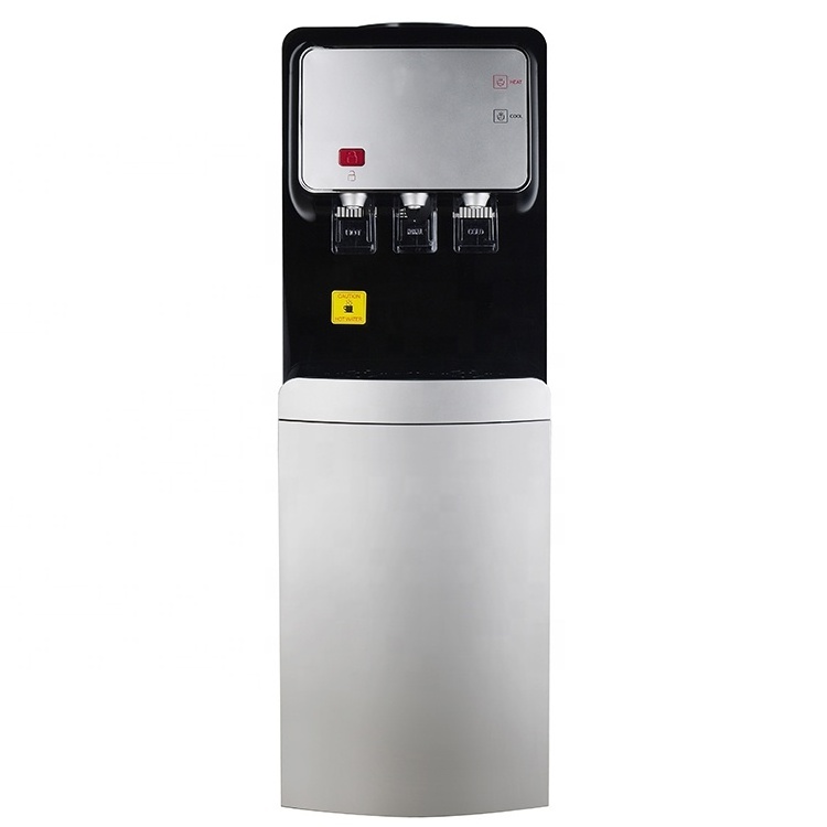 Unique design floor standing hot cold normal water dispenser with storage cabinet