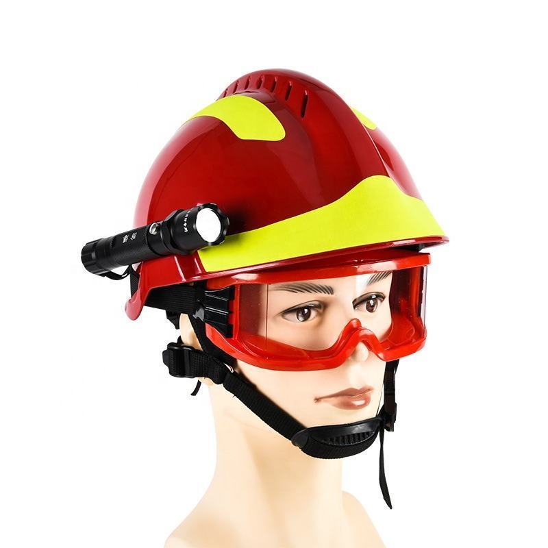 Factory wholesale High Quality Fire Equipment Safety Helmet With Flashlight Goggles Safety Hat