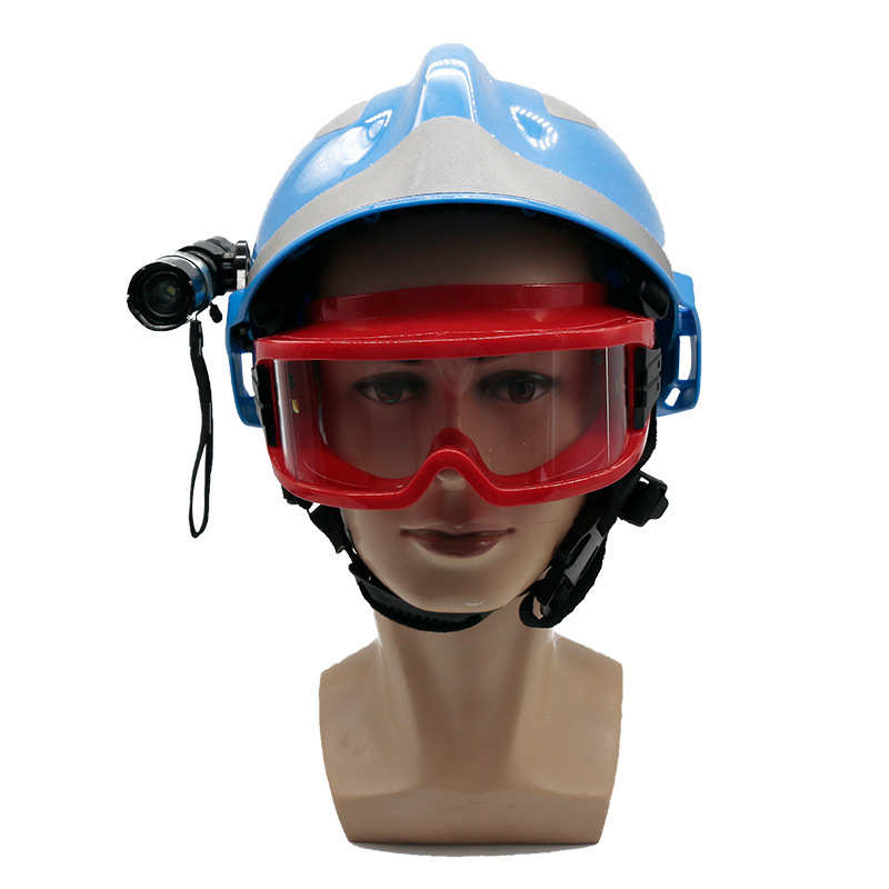 Factory wholesale High Quality Fire Equipment Safety Helmet With Flashlight Goggles Safety Hat