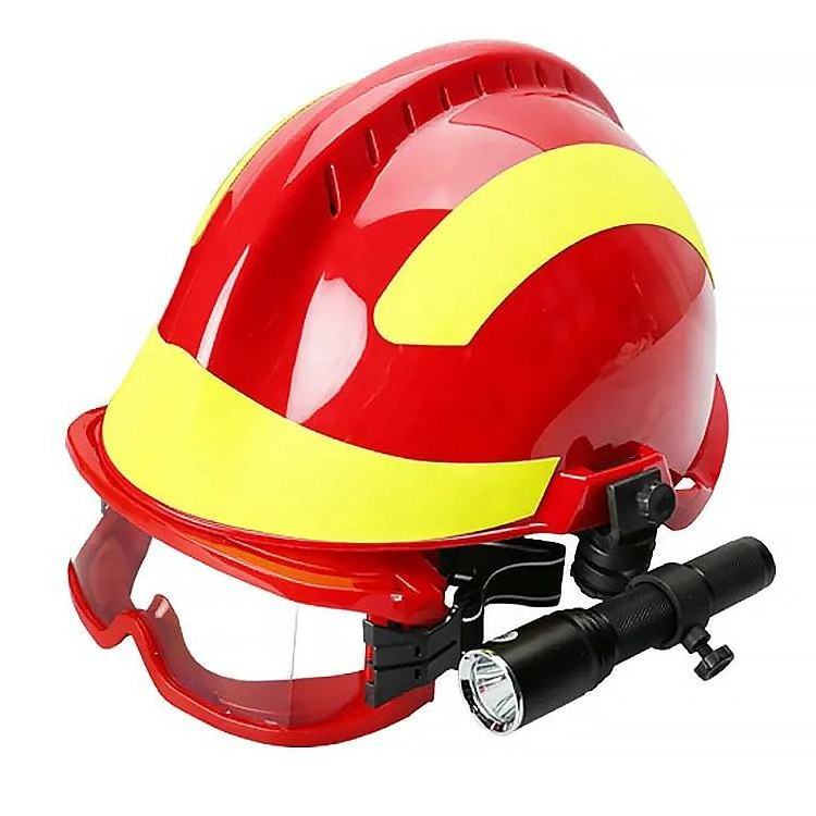 Factory wholesale High Quality Fire Equipment Safety Helmet With Flashlight Goggles Safety Hat