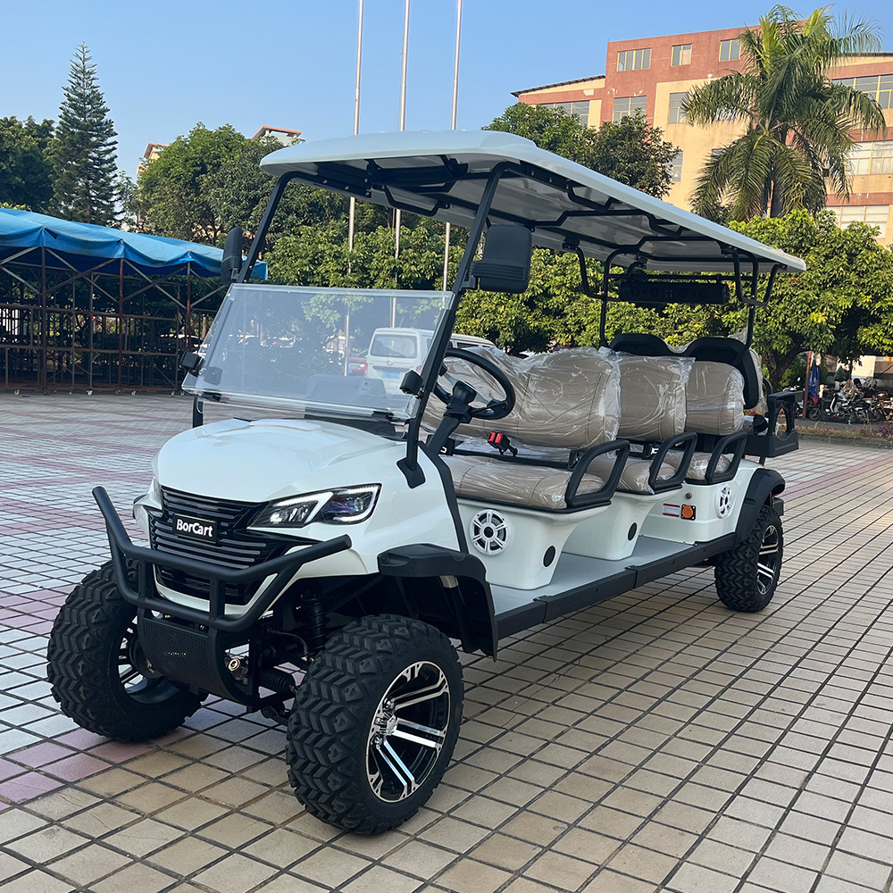 Borcart High Speed Luxury Electric Golf Carts Aluminum Alloy Floor 4 Wheel 8 Seat Golf Cart Garden Villa Hunting Cart