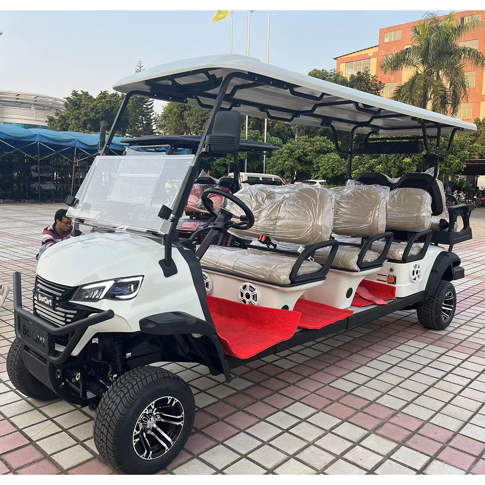 Borcart High Speed Luxury Electric Golf Carts Aluminum Alloy Floor 4 Wheel 8 Seat Golf Cart Garden Villa Hunting Cart