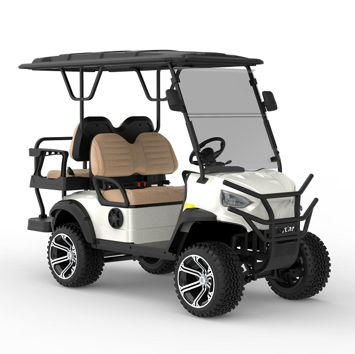 2024 Newest Design 4 Seater Golf Cart Max 100KM Waterproof Dashboard Hi Fi Speaker Lithium Battery Club Car Electric Car Golf