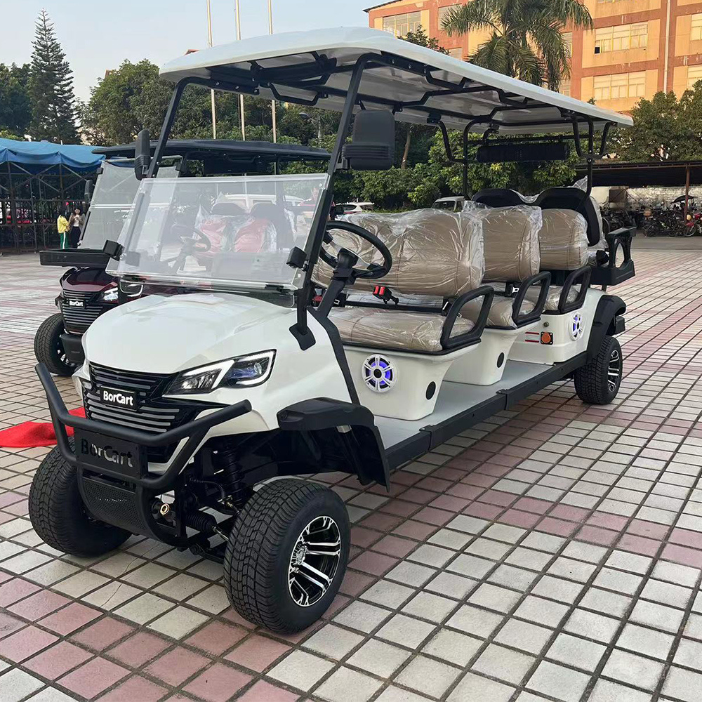 Borcart High Speed Luxury Electric Golf Carts Aluminum Alloy Floor 4 Wheel 8 Seat Golf Cart Garden Villa Hunting Cart