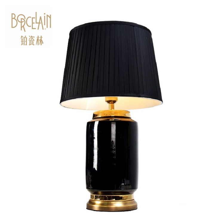 Exquisite Luxury Hotel Decoration Table Ceramic Black Lamp