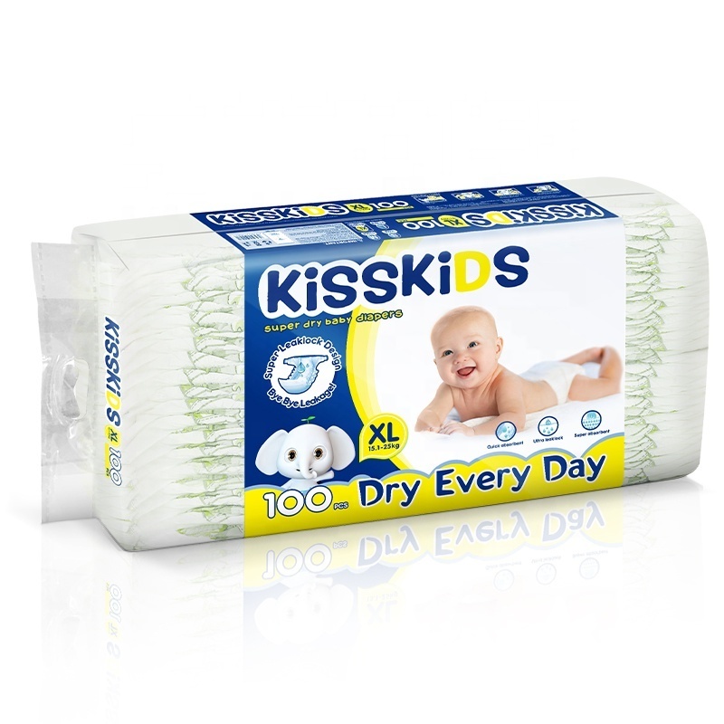 Kisskids Manufacture Wholesale Soft Newborn Nappy Baby Disposable Diaper