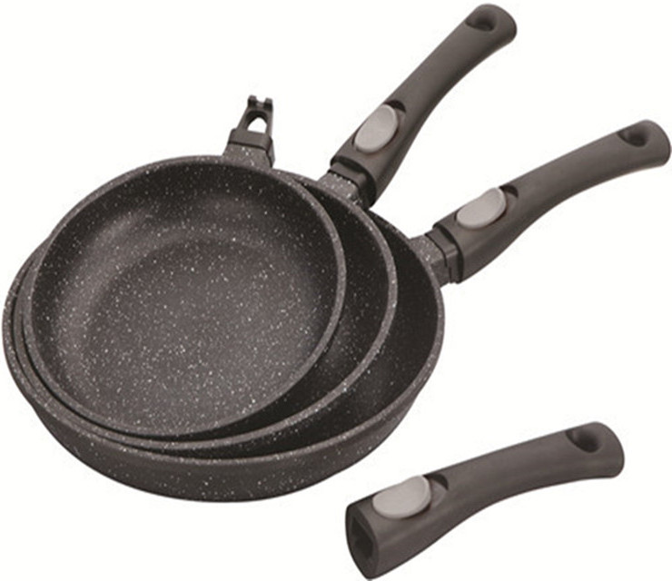 Hot sales detachable handle  die casting aluminum fry pan removable handle frying pan