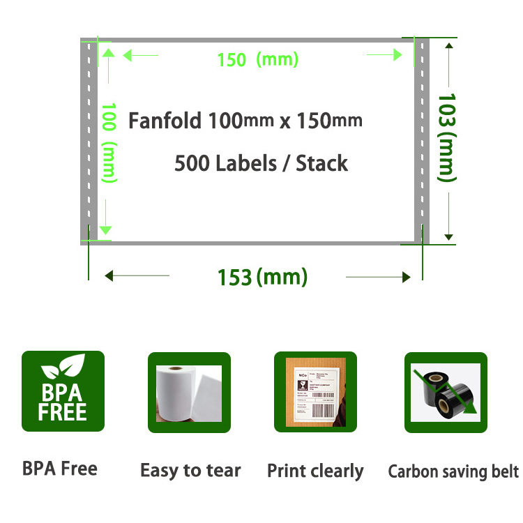 Industrial Strong Adhesive Durable Thermal Vinyl Shipping Tag and Waybill Label Waterproof for Packing and Grocery Delivery