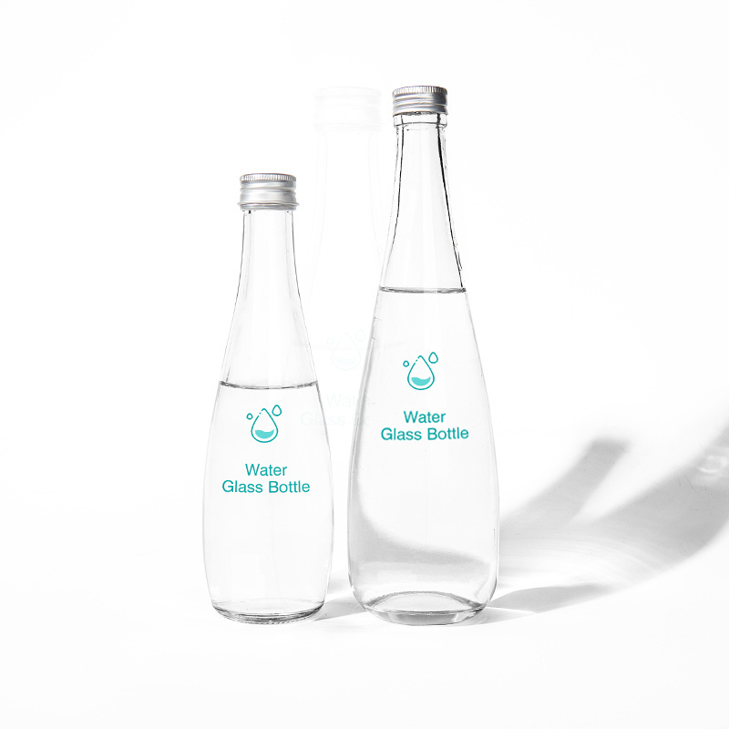 Custom Logo Empty 330ml 500ml Transparent Round Drinking Water Glass Soda Bottles With Cap