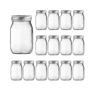 4oz 8oz 12oz 16oz 32oz 64oz Clear Wide Mouth glass mason jar for food storage with metal screw lid