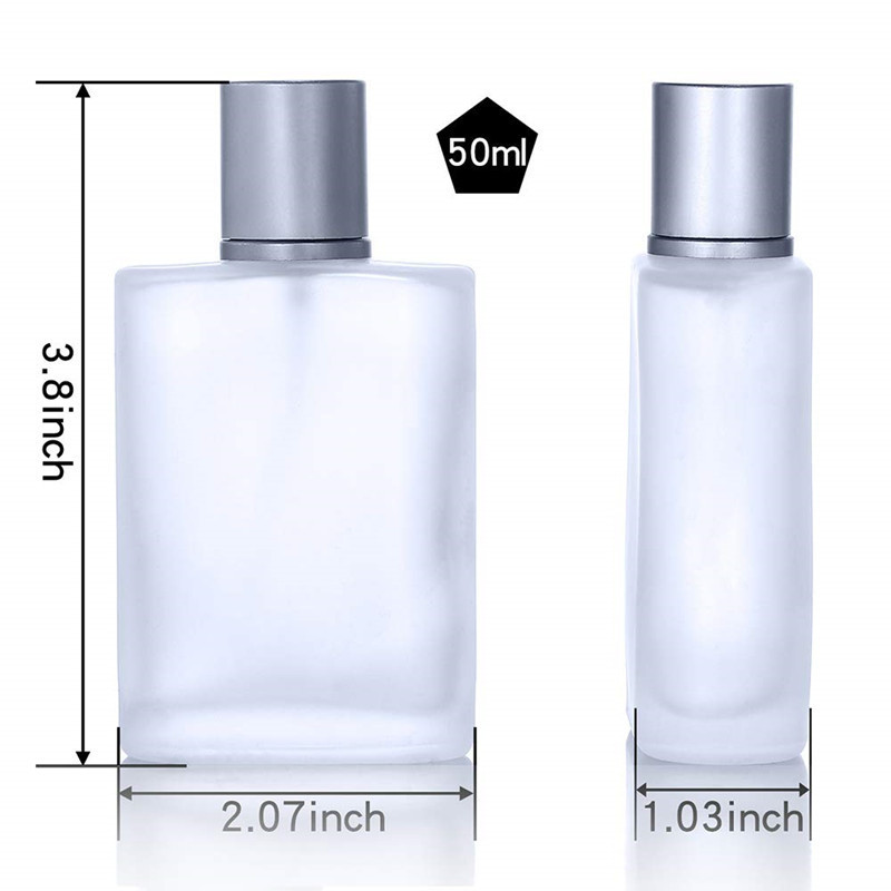 Factory hotsale 30ml 50ml Frost Empty Luxury Flat Glass Perfume Spray Bottle Packing with plastic pump