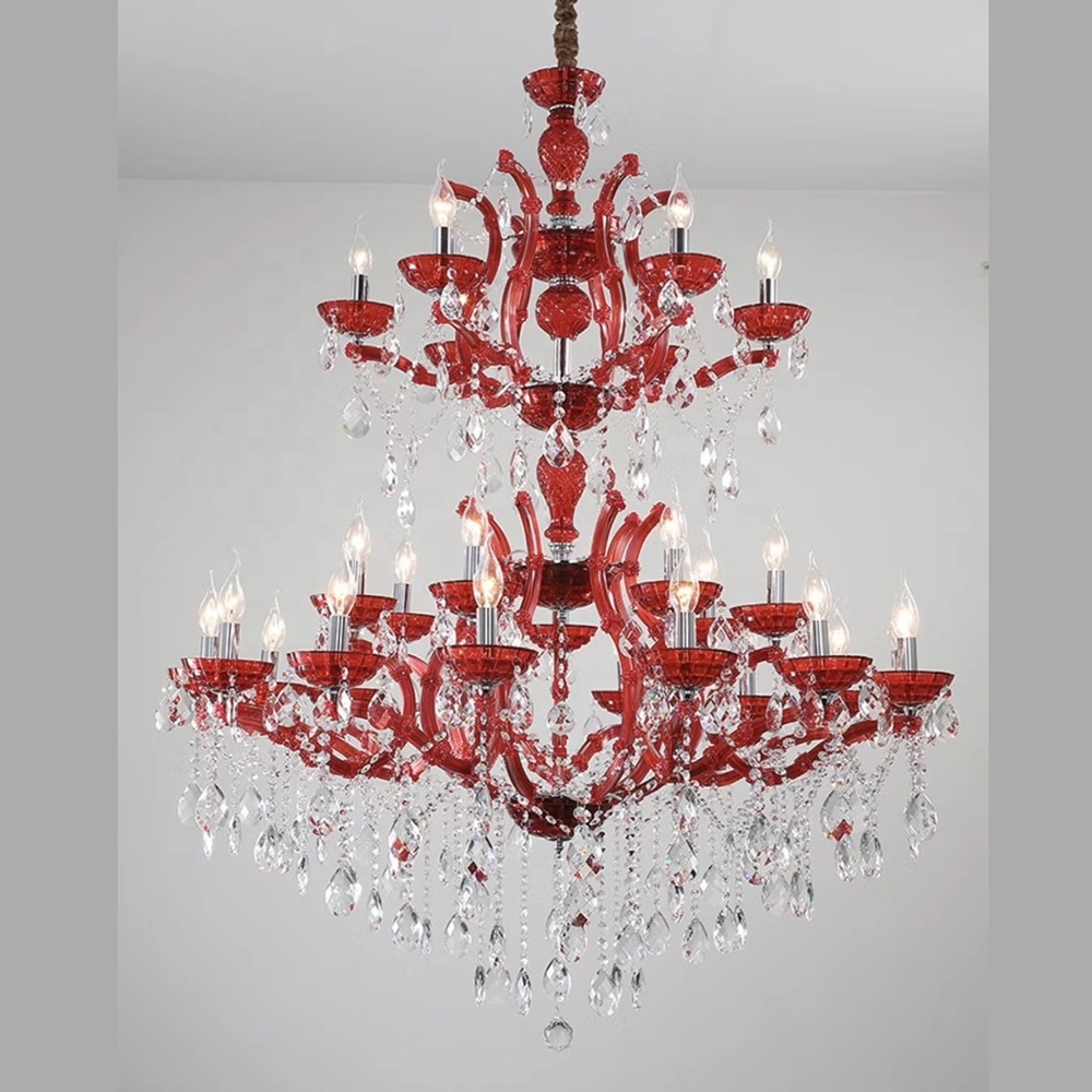 factory price red glass and crystal lighting fixtures hanging lamps living room modern hanging chandelier lamp