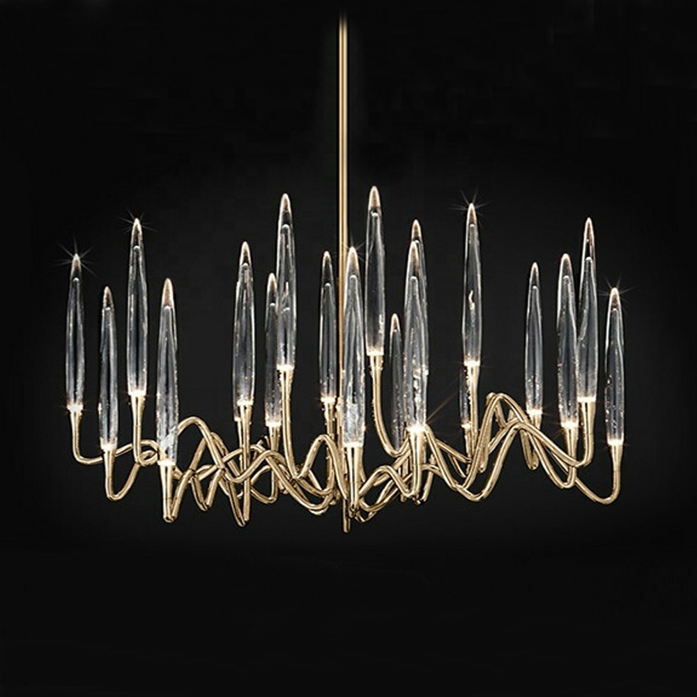 26 Lights Fixture Modern Gold Chandelier Brushed Brass Mid Century modern chandelier lamp kitchen Pendant Light