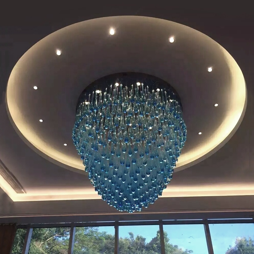 Water Drop Tear Drop Glass Chandelier Hotel Entrance Hanging Pendant Chandelier Lighting