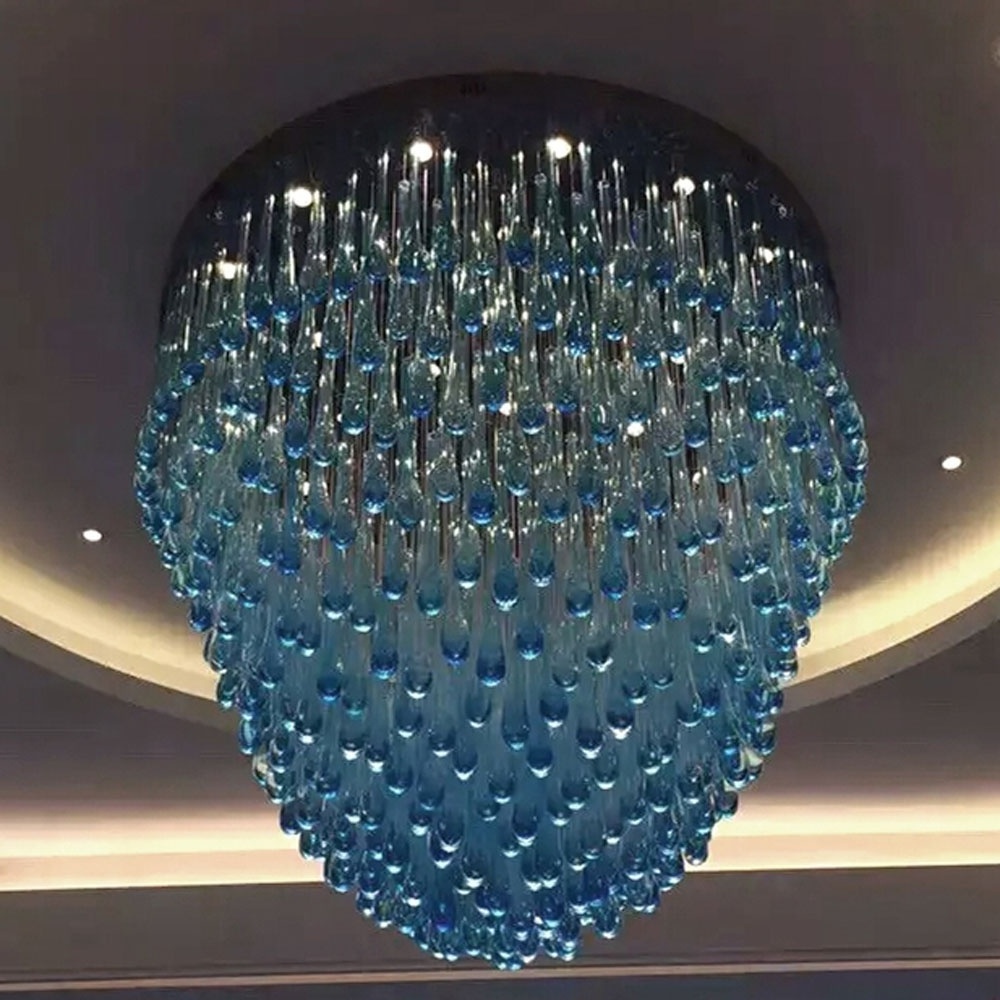 Water Drop Tear Drop Glass Chandelier Hotel Entrance Hanging Pendant Chandelier Lighting