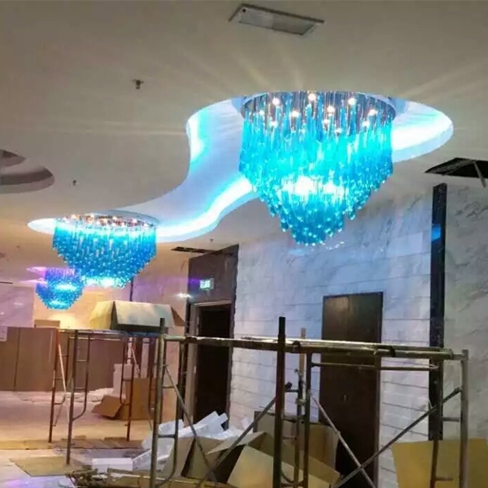 Water Drop Tear Drop Glass Chandelier Hotel Entrance Hanging Pendant Chandelier Lighting