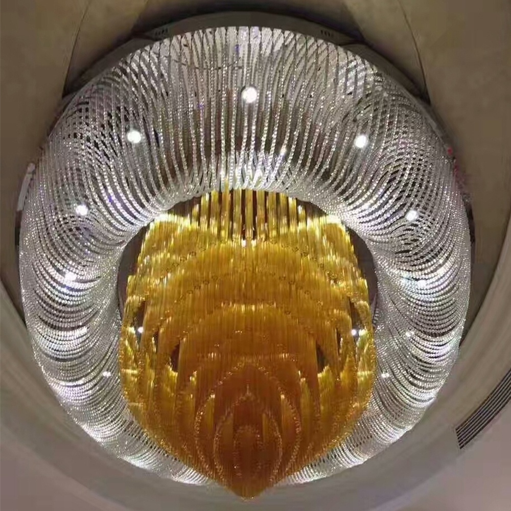 Hotel Lobby Entrance Hanging Pendant Light Customized Handmade Water Drop Tear Drop Glass Chandelier