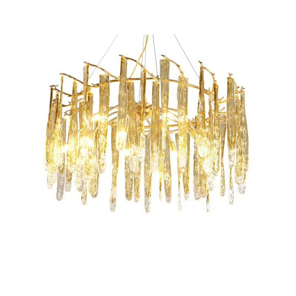 European Chandelier Brass Dining Room Entryway Chandeliers Golden Raindrop Hanging Light Fixtures