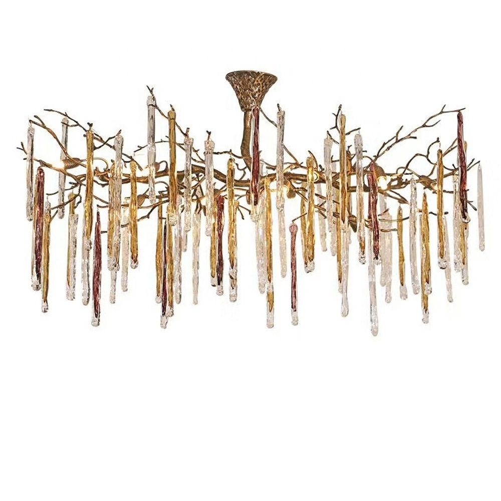 European Chandelier Brass Dining Room Entryway Chandeliers Golden Raindrop Hanging Light Fixtures