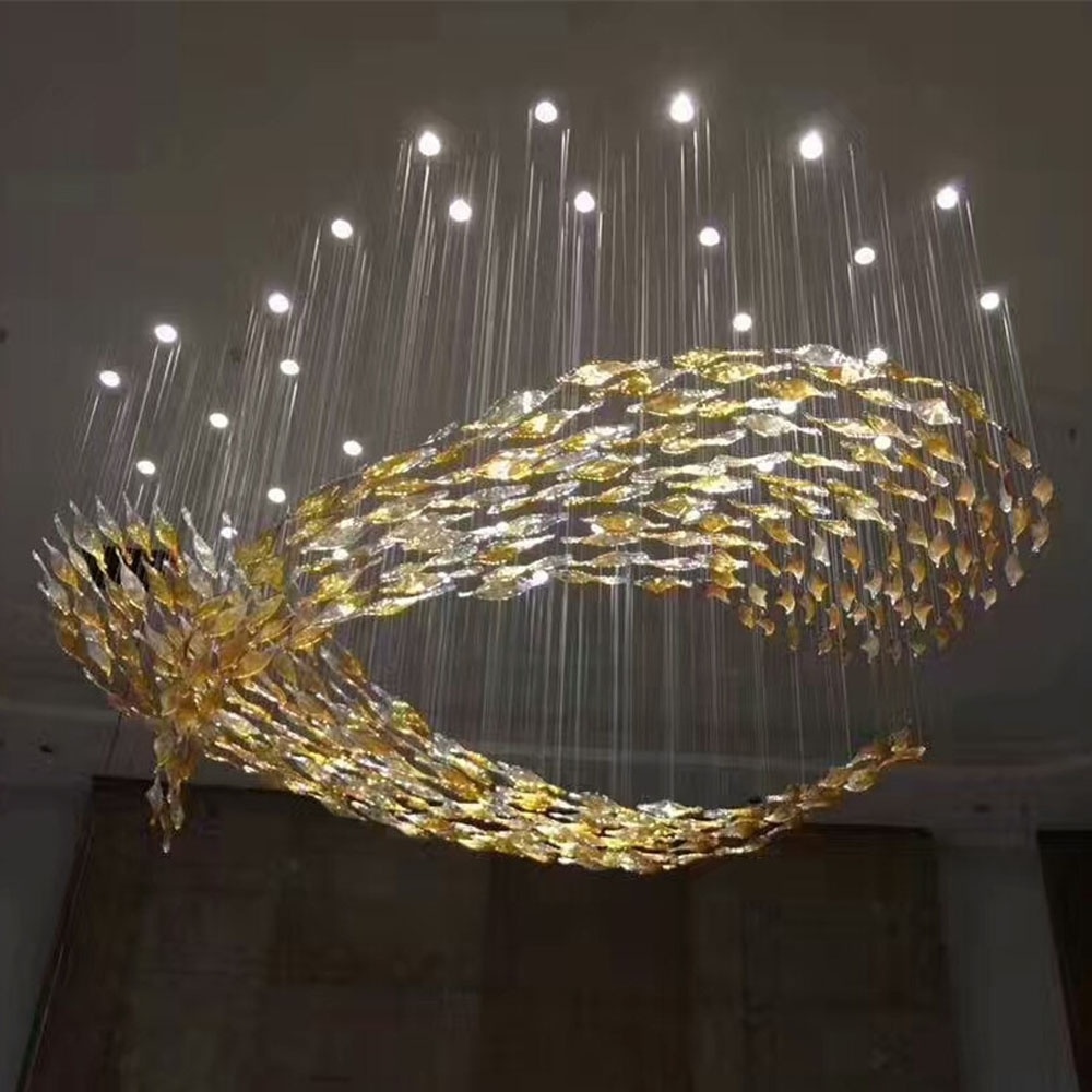 Resorts Project Banquet Big Spiral Art LED Chandelier Lighting