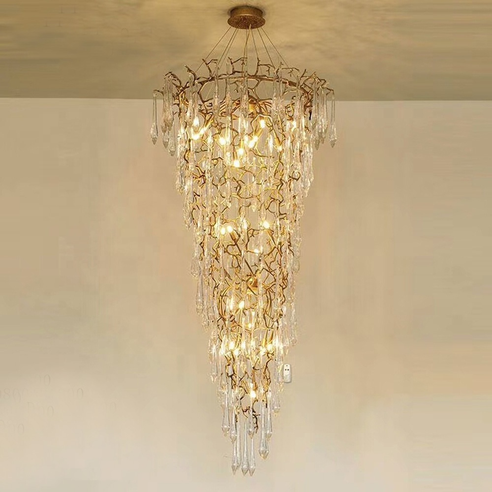 European Round Chandelier Crystal Modern Pendant Lighting for Dining Room Foyer Fancy Raindrop Light Fixture pendent light