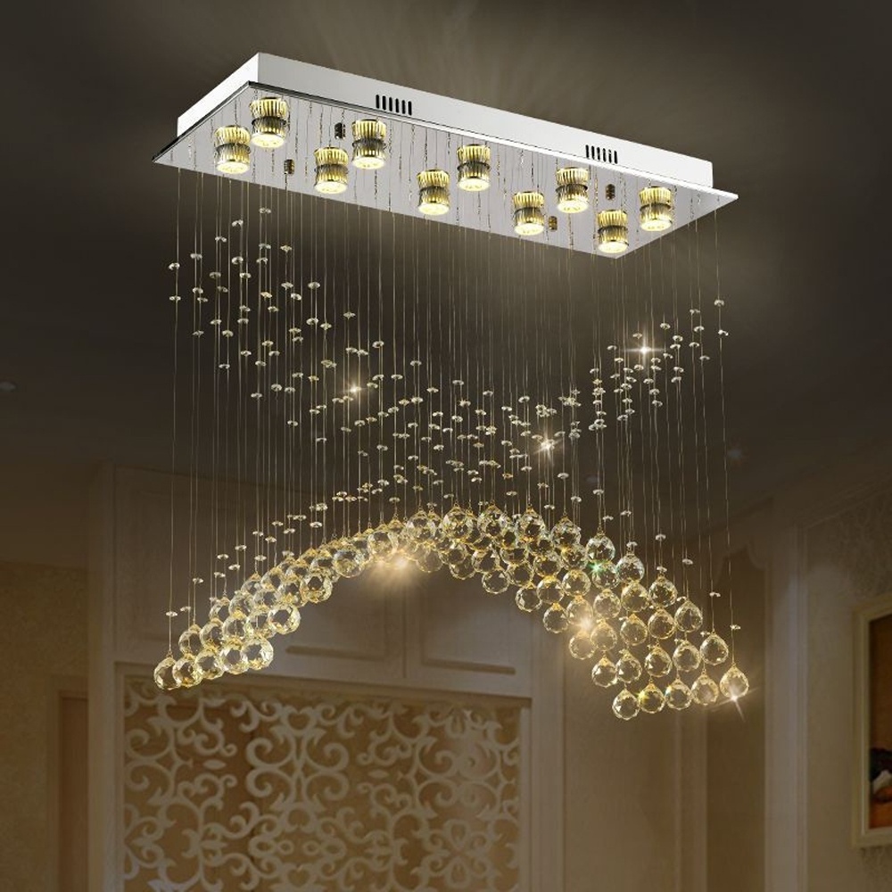 Modern Rectangle GU10 Ceiling Crystal Lamp Living room Bedroom Home Decorative Crystal Ceiling Light Fixture