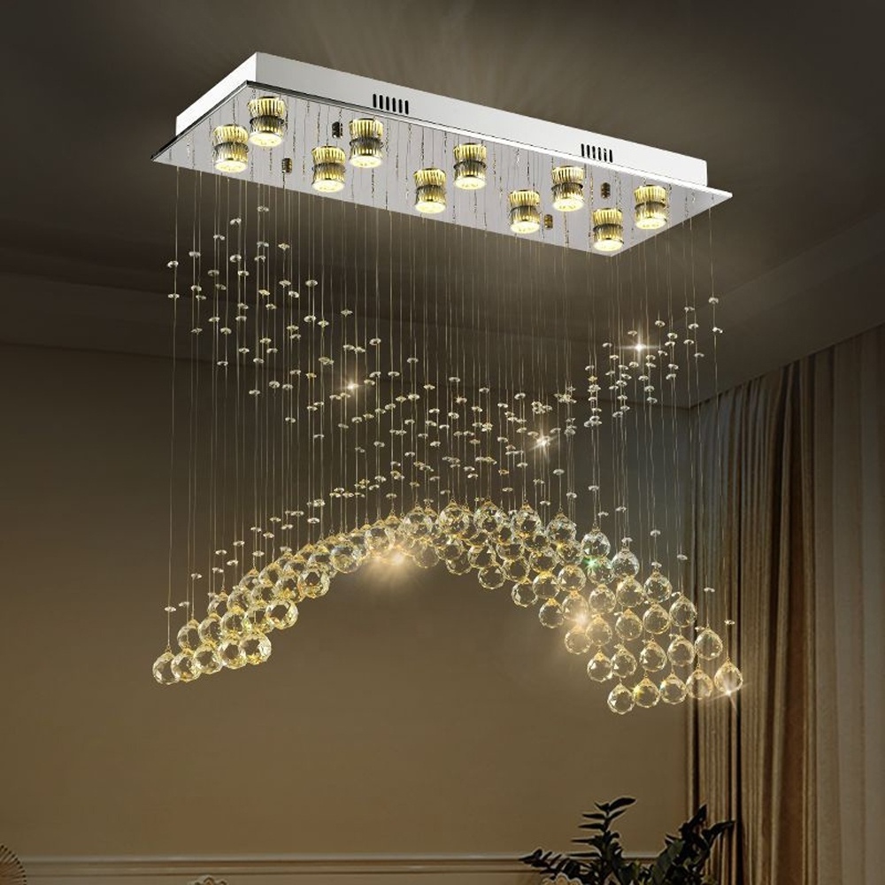 Modern Rectangle GU10 Ceiling Crystal Lamp Living room Bedroom Home Decorative Crystal Ceiling Light Fixture