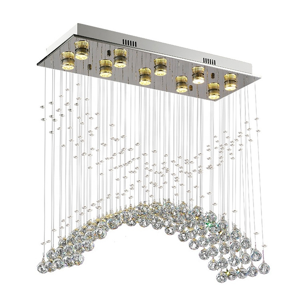 Modern Rectangle GU10 Ceiling Crystal Lamp Living room Bedroom Home Decorative Crystal Ceiling Light Fixture