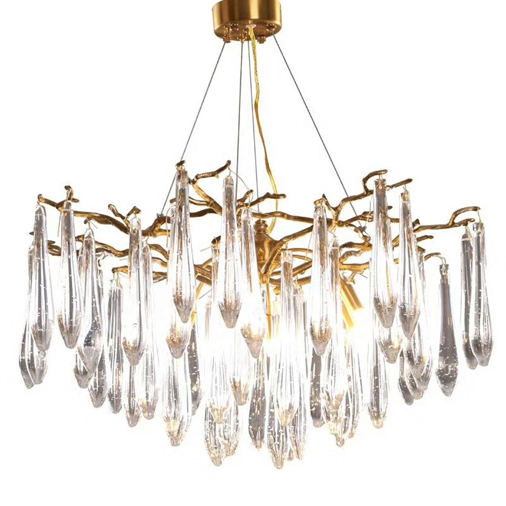 European Round Chandelier Crystal Modern Pendant Lighting for Dining Room Foyer Fancy Raindrop Light Fixture pendent light