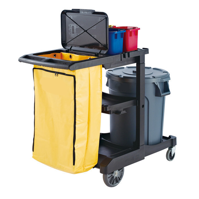 WHOLESALE Cleaning Bucket For Hotel Housekeeping Plastic Cleaning Hand Cart Trolley With Wheels